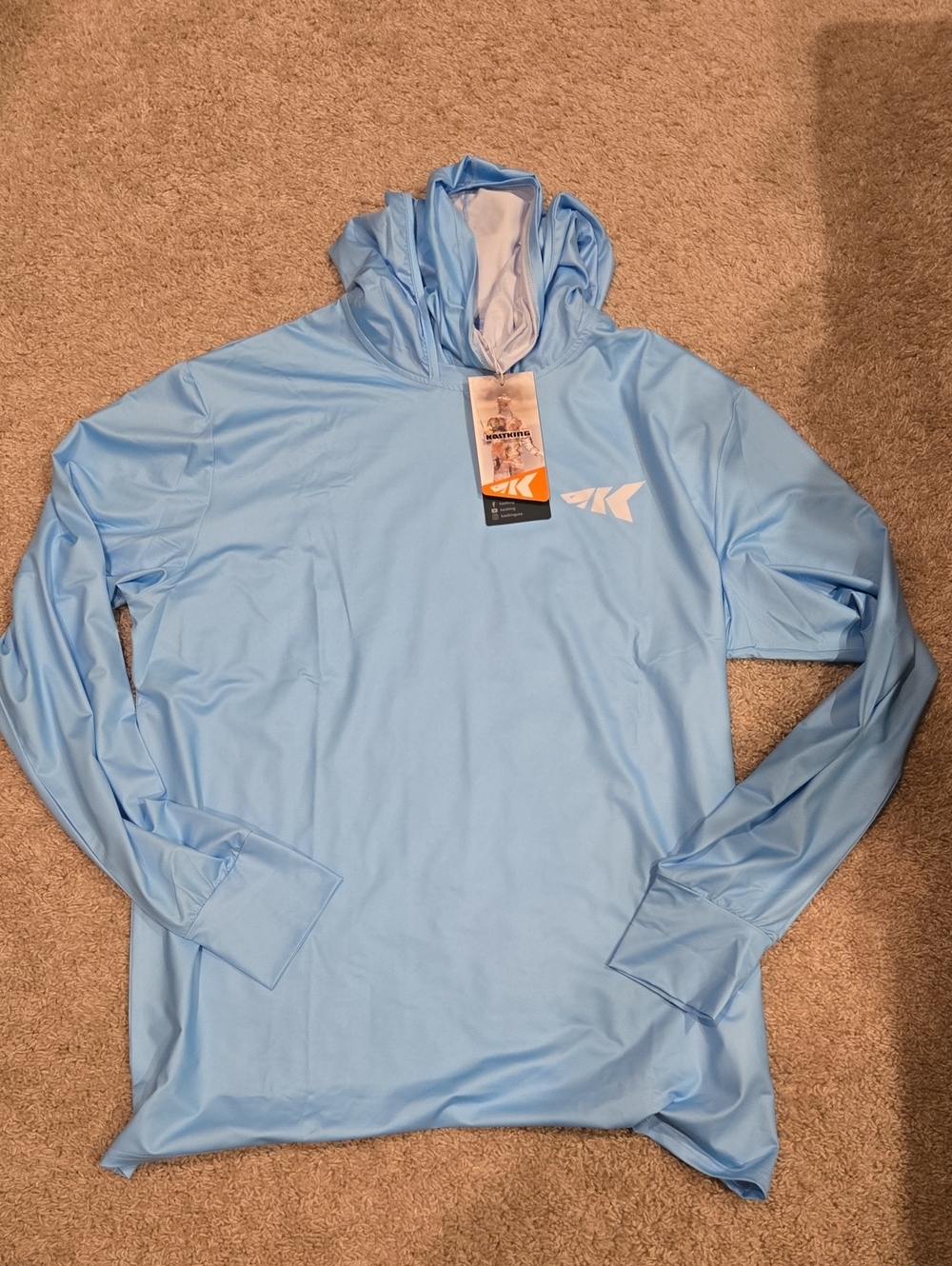 Light Blue Men’s Hooded Swim Rash Guard - Unbranded